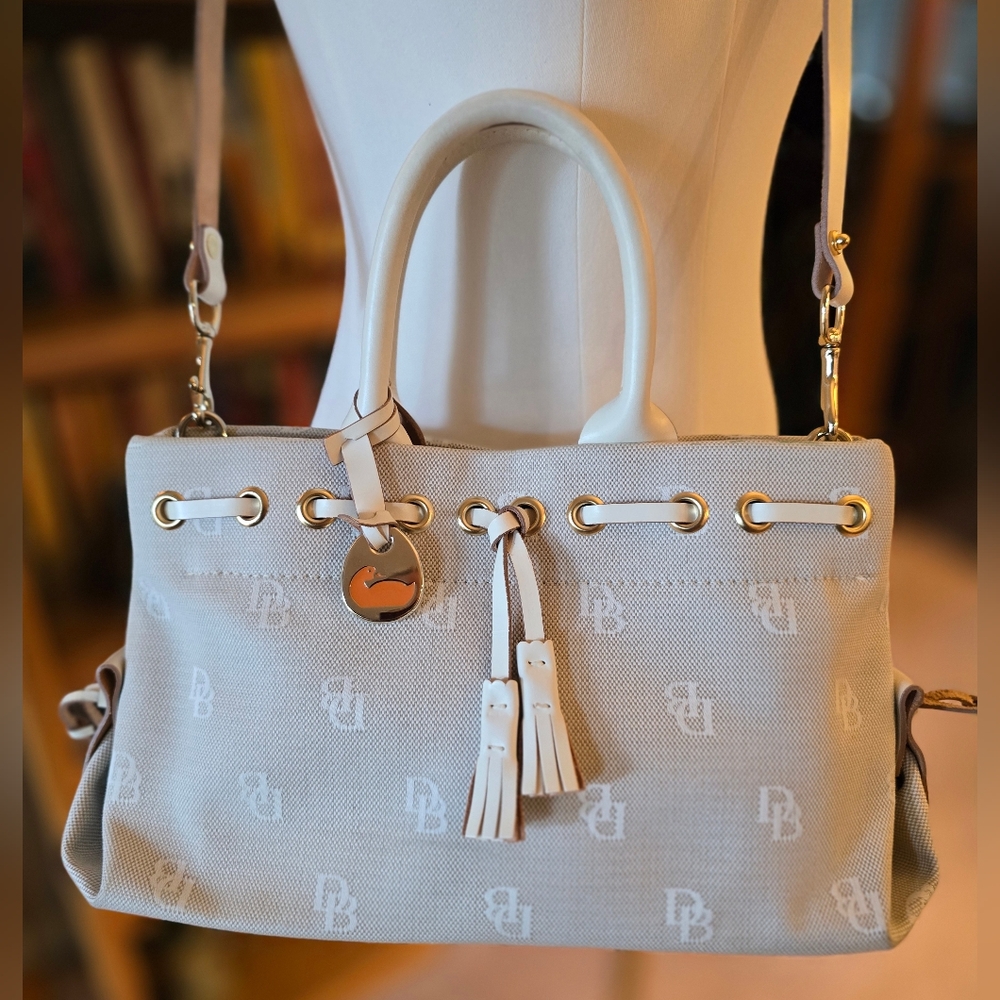 Dooney & Bourke Cream Satchel with Gold Accents